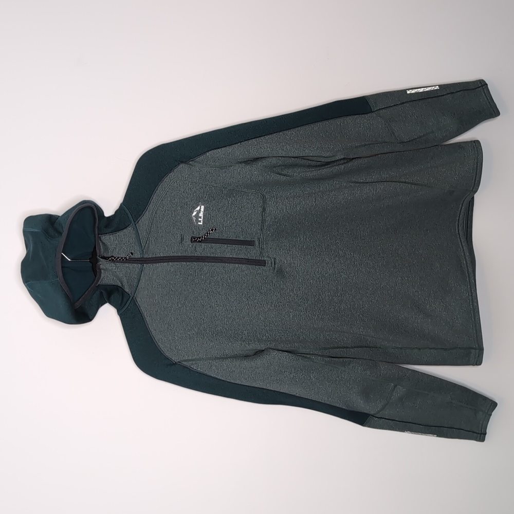 L.L.Bean Green Softshell Mountain Hoodie 1/2 Zip Fleece Pullover Chest P…